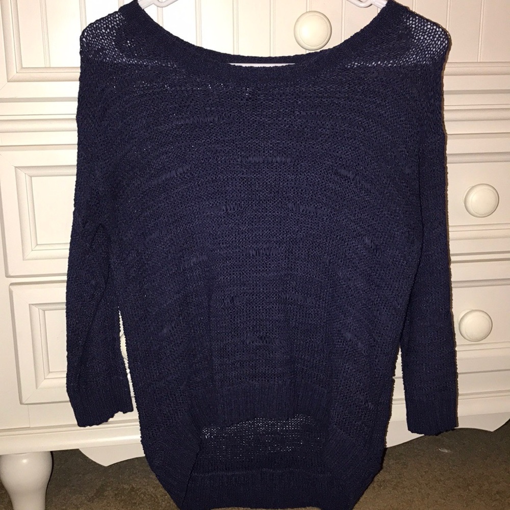 H&M- blue scoop neck sweater, size small